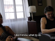 Brunette Erica Black rides guy's rod in front of her cuckold