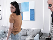 Mature landlord comes to claim the rent debt but gets a fuck