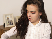 Lazy brunette uses hot body to seduce her old teacher.