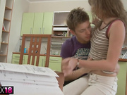 Delicious teen slobbers on a jock in HD oral sex video