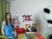 Hot half hose girl has toy sex