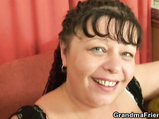 Chubby mommy swallows two young dicks