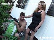 Dirty Grandma Makes Me Cum in the Backyard