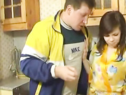 Teen girl getting fucked on the kitchen