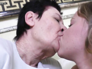Granny having fun with her young lesbian lover