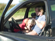 Old granny getting nailed in the car