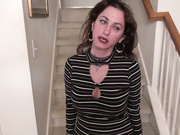 Sexy step mom next door masturbating on stairs