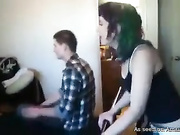 Dudes cock gets sucked by step sisters