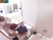 Masturbating stepmom in the bathroom invites stepson in for