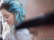 Blue-haired teeny fucked gently