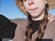 My first cum walk! It was 15°F, a truly frozen facial :P