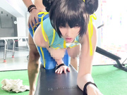 Chun Li is sweating hard at the gym, she's proud of her