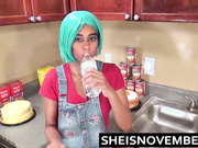 Step Brother Talks Young Ebony Step Sister Into Kitchen Sex