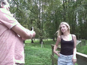 Old man fucked sexy blonde college girl and finished with a