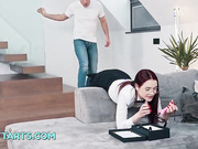 Sexy nerd stepsister gets creampie from lucky stepbro